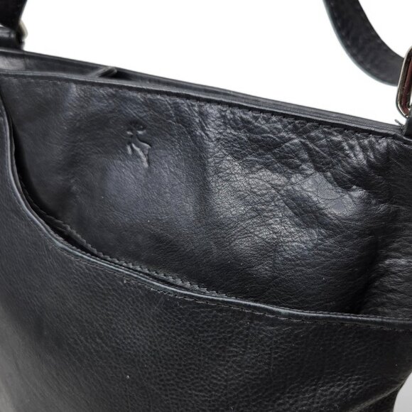 Ashwood Black Leather Crossbody Purse Soft Body Casual Everyday Silver Hardware - Picture 4 of 8